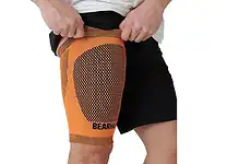 High-performance Bearhug compression thigh sleeve for triathlon and sports recovery, featuring breathable material and muscle support to enhance performance and reduce fatigue.