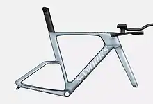 Lightweight carbon triathlon bike frame designed for speed and aerodynamics, ideal for competitive triathlon cycling events.