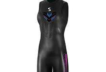 High-performance black triathlon suit with colourful design elements, ideal for competitive athletes and training sessions.