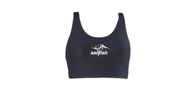 Sailfish triathlon sports bra designed for women athletes, featuring moisture-wicking fabric and ergonomic fit for optimal performance during training and races.