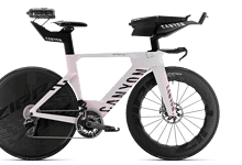 High-performance Canyon Speedmax triathlon bike with aerodynamic design, lightweight frame, and advanced components for competitive racing.